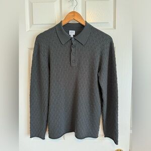 Armani Collezioni Dark Olive Knit Long-sleeve Polo